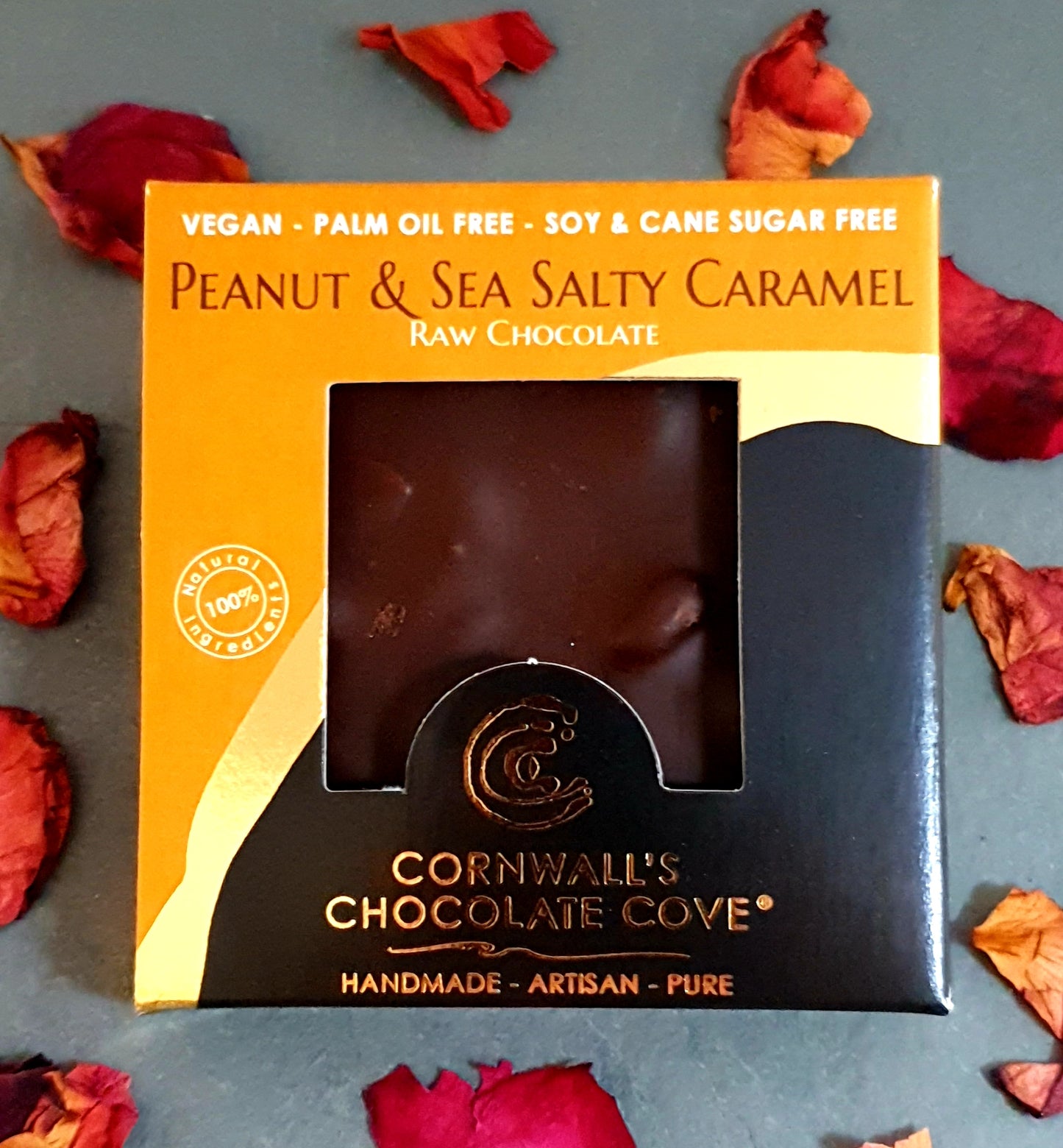 Raw, vegan (dairy free, plant based), palm oil free, gluten free, cane sugar free, soya free